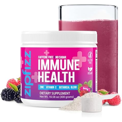 Zipfizz Daily Immune Health Powder Supplement, Berry, 10.5 oz (30 Servings) | Contains Zinc & Vitamin C | Caffeine & Sugar-Free | Immune Booster For Kids & Adults Cover