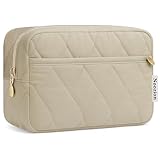 Noozion Makeup Bag Travel Toiletry Bag, Puffy Padded Cosmetic Bag for Women, Makeup Organizer Case, Wide-open Pouch Purse, Travel Essentials