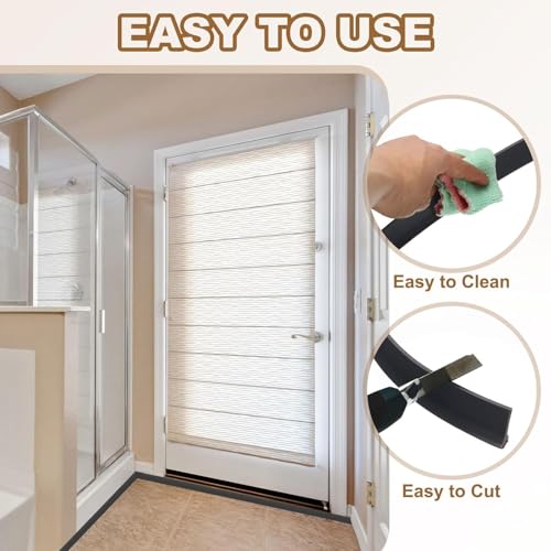 Image of RANDEN Self-Adhesive Silicone Water Stopper Strip - Collapsible Threshold Barrier Strip for Dry & Wet Separation, Sink Water Splash Guard, Bathroom Water Stopper (Black, 1 Meter)