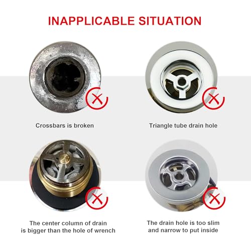 HAUTMEC Tub Drain Remover Wrench Tool Heavy Duty Aluminum Shower Bathtub Drain Removal Tool PL0030 - Image 6