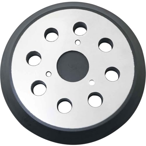 WHYHKJ 1 Set Hook Loop Sander Pad 5 inch 3 Screw Holes 8 dust Holes Electric Metal Polishing Disc Self Adhesive Backed Velvet Sandpaper Sander Chassis Metal Backed Hook Loop Sander Pad