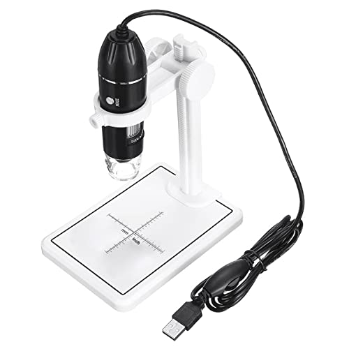 Microscope 1600X Electronic Microscope Digital Microscope 3 in 1 USB for LED Magnifier(White Holder)