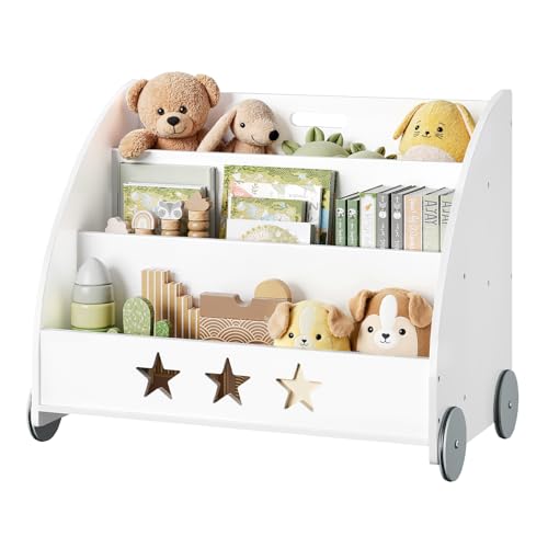 WOLTU KR002 Kinderregal Bücherregal für Kinder, Spielzeugregal mit Räder...