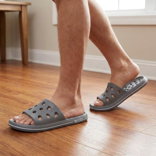 Image of FINLEEO Shower Sandals with Drainage Holes - Quick Drying Bathroom & Gym Slippers for Men and Women