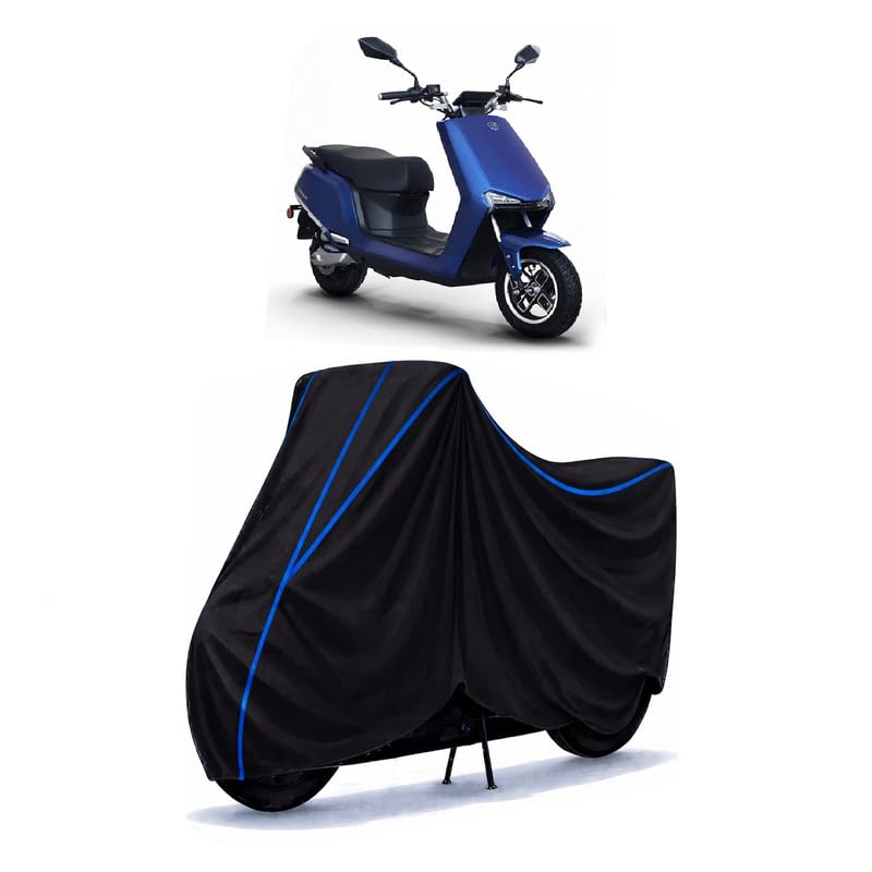Image of Scooty Cover Water Resistant for B8 | Universal Scooter & Bike Cover | Heavy Duty UV Protection | Dust, Rain & Scratch Protection | Elastic Fit All Weather Indoor Outdoor | Black with Blue Piping