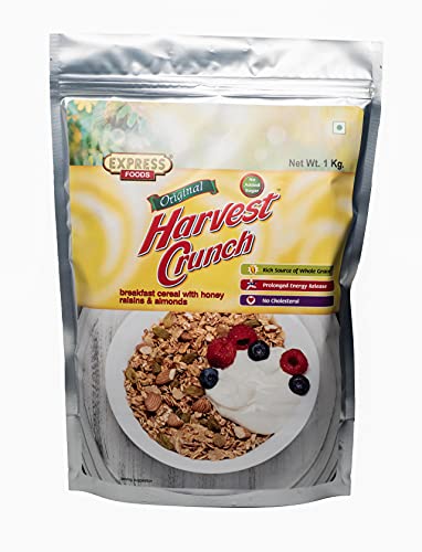 Image of Express Foods Harvest Crunch Breakfast Cereal, No Added Sugar Jar, 1kg