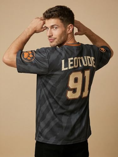 Image of LEOTUDE Men's Tiger Graphic Printed Oversized T-Shirt | Bold Black Sports Jersey Style Tee | Half Sleeve Casual Streetwear for Men's (Color:Black)