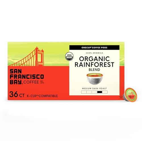 Image of San Francisco Bay K-Cup Coffee Pods, Organic Rainforest Blend (36 ct), Medium-Dark Roast, Commercially Compostable USDA Organic Single-Serve Coffee Pods