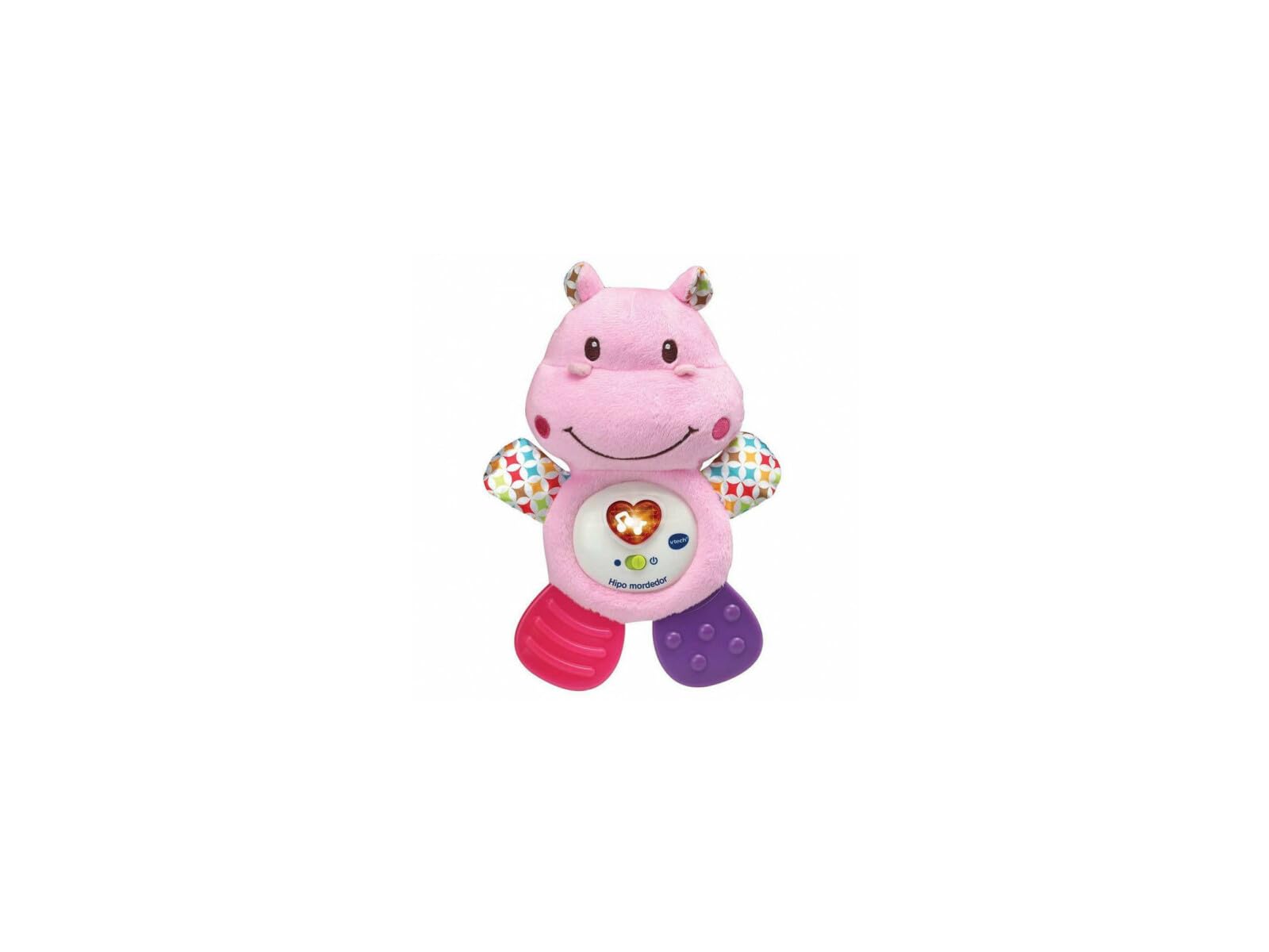 VTech-Baby HIPO mordedor Hipopótamo de peluche musical y sonajero que ayuda a calmar y aliviar a tu bebe con tiernas frases, canciones y melodías, Color Rosa (3480-502557), versión ESP
