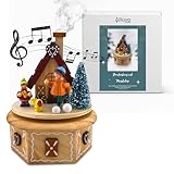 Räucherhaus mit Musikdose aus Holz – 3in1 Weihnachtsdeko für Räucherkerzen (S, M, L), Winterszene, spielt „Oh Tannenbaum“, dekoratives Räucherkegelhaus, Geschenkidee für Advent & Winter