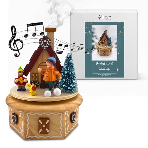 Räucherhaus mit Musikdose aus Holz – 3in1 Weihnachtsdeko für...