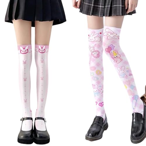 2 Pairs Kawaii Lolita Women's Patterned Tights with Design Velvet Pantyhose Cosplay Stockings - Main Image
