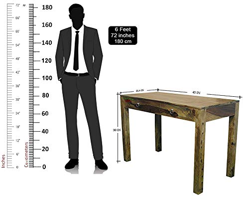 Image of Sheesham Wood Two Drawer Folding Study Table for Living Room | Provincial Teak Finish