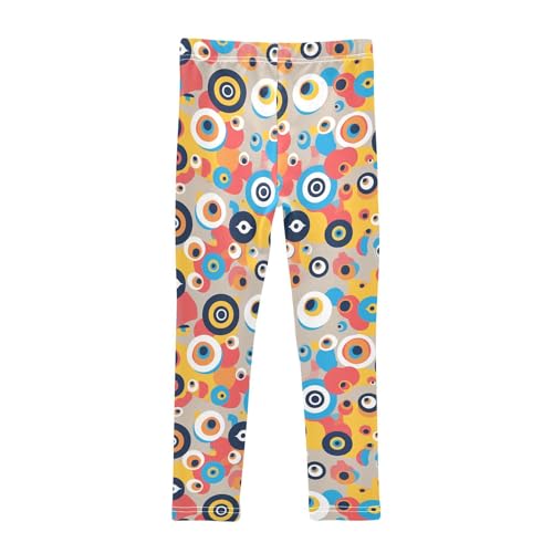 KLL Evil Eye Circle White Toddler Baby Girl Cotton Pants Comfortable High Waisted Pants Gym2