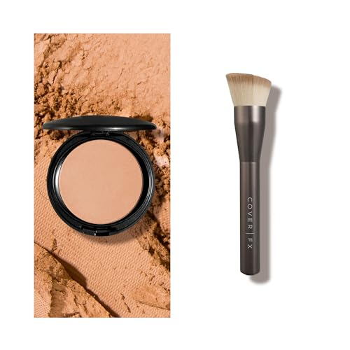 COVER FX Pressed Mineral Power Foundation, M3 + Custom Applicaiton Brush