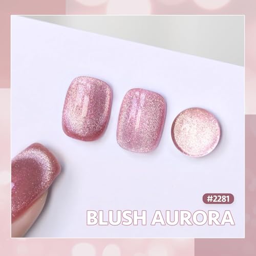 Image of 9D Glitter Cat Eye Gel Magnetic Nail Polish Gel Art Manicure DIY at Home Soak Off UV Gel (Pink, 14ml)