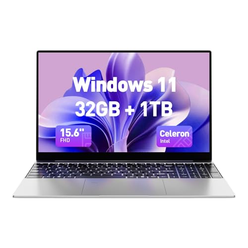 2025 Latest 15.6-inch Laptop Computer Compatible with Windows 11, 32GB Dual-Channel RAM 1TB SSD, Quad-Core N5095 Processor(Up to 2.9GHz), 1080P Full HD Display, Backlit Keyboard, USB3, HDMI, WiFi, BT