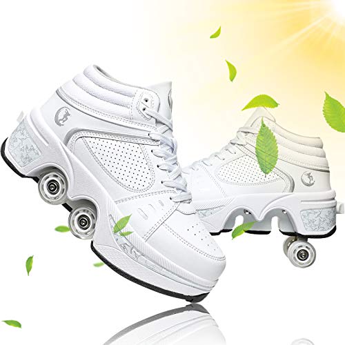 Zapatos Multiusos 2 En 1 Botas De De 4 Ruedas con Ruedas para Niños Zapatillas De Skate Zapatillas Deportivas Deportes De Exterior Patines En Línea Cover
