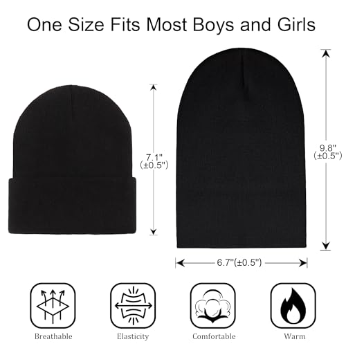24 Pack Kids Knit Beanies Bulk, Toddler Winter Hat Wholesale Warm Cuffed Caps for Boys Girls2