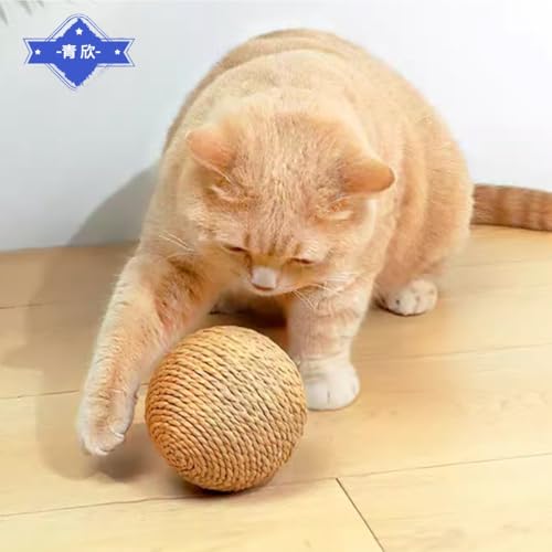 猫 ボール おもちゃ じゃらしボール 転がすと音が鳴る 追いかける 大きなサイズ 噛むおもちゃ 猫の歯磨きおもちゃ 麻縄材質 ストレス解消 猫遊び用 ボール ペット 犬 猫用ギフト