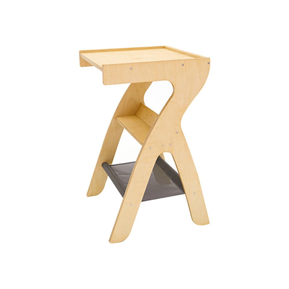 SXZenSpace Small Solid Wood Tv Tray Side Table for Couch, 2-Tier Desk with Storage Shelves,Couch Tables That Slide under Living Room