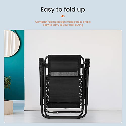 Fdw Zero Gravity Chair,Zero Gravity Lounge Chair,1/2 Pack Folding Lawn Chair Adjustable Reclining Patio Chairs With Pillow And Side Table For Pool Yard With Cup Holder (1, Black) #TOP2