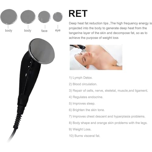 Dpdzsw Apparecchio Per Tecarterapia A 448 Khz, Dispositivo Diatermia Fisioterapica Rf Cet Ret, Dolore Muscolare Con 8 Sonde, 2 Maniglie E 1 Piastra Negativa, Modellamento Sollevamento Rassodamento - 8