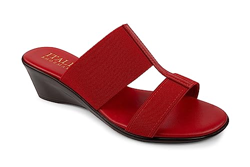 ITALIAN Shoemakers Sadey Women's Wedge Sandals, Tobacco Brown, Slip-On Comfort Slides4