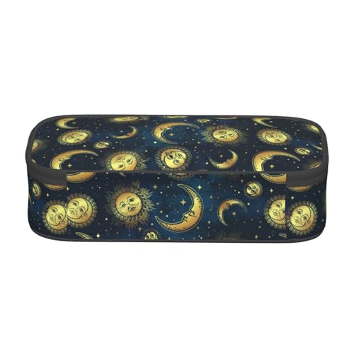 Image of Gold Moon Sun Star Pencil Case Organizer Big Capacity Pencil Pouch Stationery With Zipper School Supplies Pencil Bag For Girls Boys Office