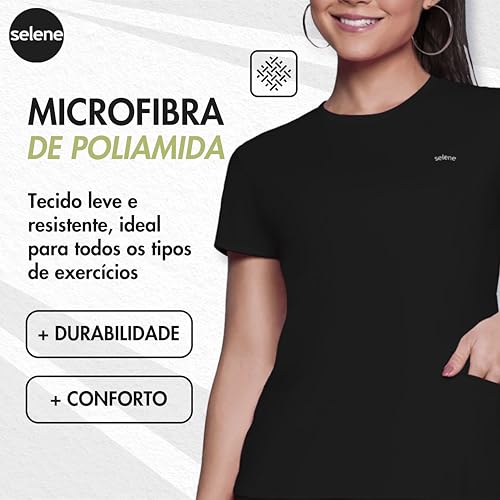 SELENE Camiseta Fitness Academia Poliamida Esportiva com Bolso Lateral Dry UV50+ Adulto, Preto, GG