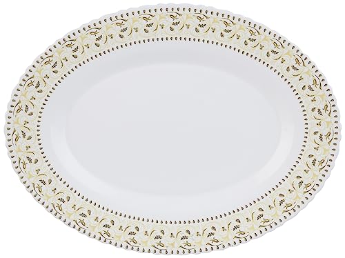 Image of Larah by Borosil Ora Gold Fluted Series Opalware Dinner Set | 36 Pieces for Family of 8 | Microwave & Dishwasher Safe | Bone-Ash Free | Crockery Set for Dining & Gifting | Plates & Bowls | White