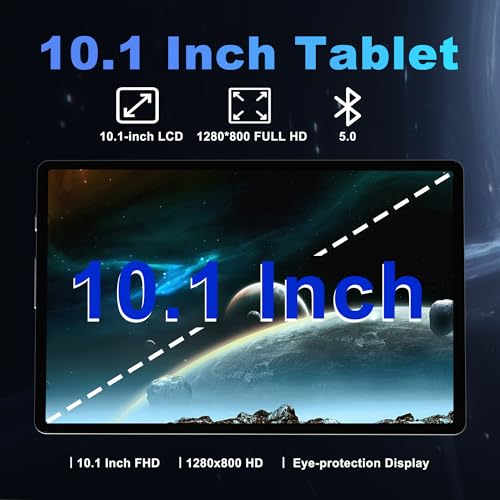 Image of Android 14 Tablet, 10.1 Inch Android Tablet PC, 16GB RAM 128GB ROM 1TB Expand, 6000mAh Battery, Octa-Core 10.1 Inch with 13MP+8MP Camera /Bluetooth /GPS /WiFi /HD Display (Dark Gray)