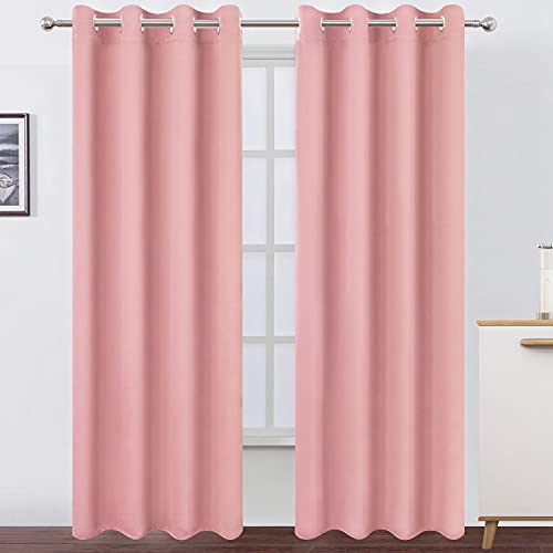 LEMOMO Blackout Curtains 66 x 84 inch/Pink, Set of 2 Panels/Thermal Insulated Room Darkening Bedroom, Nursery Curtains