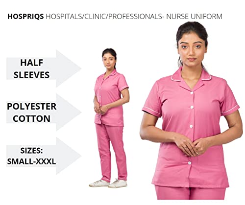 Image of Unisex Nurse Uniform With Normal Length Half Sleeves Top With 2 Pockets Regular Fit Pant Two Side Pockets - Ideals for Hospital Staff /Clinics /Nanny Uniforms |
