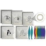 Visxcnu 1010 Stück Kieferorthopädische Gummibänder Set 5 Muster (Fuchs Eichhörnchen Hase Affe Pinguin) mit 10 Stück Elastische Haken Kunststoff Platzierungswerkzeug Gummiringe für Zahnspangen