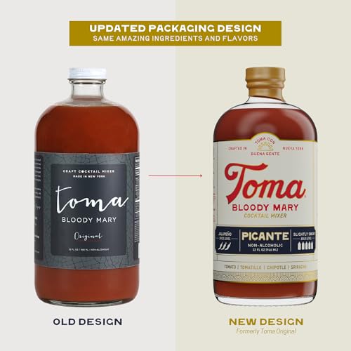 Toma Bloody Mary Mix, Premium Cocktail Mixers for Simple At-Home Hosting for Brunch and Events, All-Natural, Gluten Free, Vegan, No Added Preservatives, PICANTE/CLASICO 32oz (Spicy/Medium), Pack of 2 - Thumbnail 3