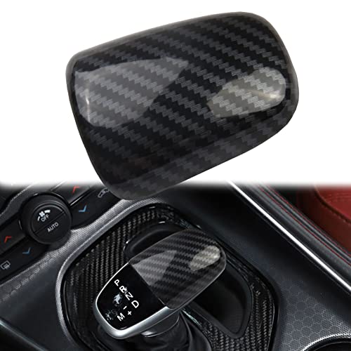 Jaxiria Gear Shift Knob Trim For Charger Accessories Challenger 2015-2022 / Durango 2016-2023 Abs Interior Decoration Gear Shifter Cover (Black Carbon Fiber Paint) #TOP24