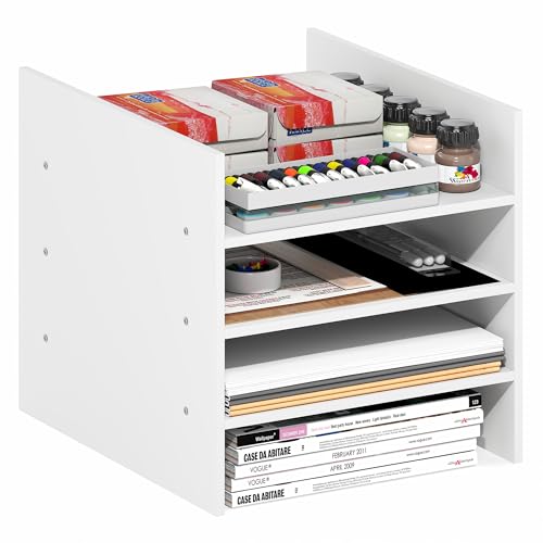 Image of Furinno Cubicle 3-Shelf Cube Insert, Cube Organizer, Plain White | 12.9W x 12.9H, Vertical /Horizontal Shelf Accessory, Fits into Furinno Triple Thick Cubes, Ikea Kallax, for Organization