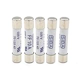 5Pcs FF10A 600V Very Fast Acting 10A Multimeter Fuse Brass, Nickel-Plated Fuse 6.3 x 32mm