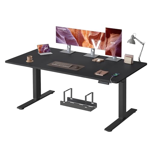 VASAGLE Bureau Électrique Réglable en Hauteur, 160 x 80 cm, avec Port USB-C, Support pour Multiprise, Rappel de Sédentarité, Fonction Mémoire 3 Hauteurs,...