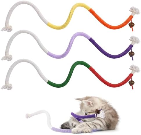 Cat Toys Chew Ropes Toys，3 Pcs 27.9 Inches Interactive Catnip Toys for Indoor Cats，Kitten Teeth Cleaning Chew Toys for Dental Care