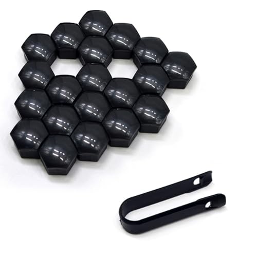 Image of 21 PCS Car Hub Lug Nut Cover with Extraction Clip, Anti-theft Protective Design, Waterproof Vehicle Tire Screw Cap Accessories, Universal 0.74In /19MM Automotive Hub Seals (Black)