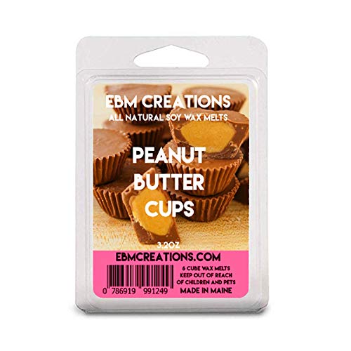 Peanut Butter Cups - Scented All Natural Soy Wax Melts - 6 Cube Clamshell 3.2oz Highly Scented!