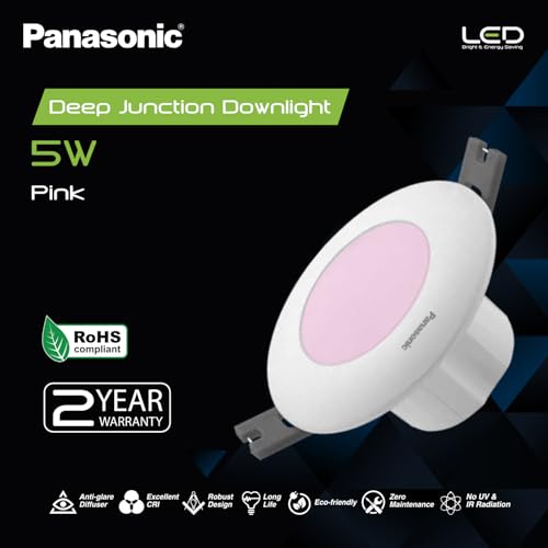 Image of Panasonic 5 Watt LED Deep Junction Downlighter, LED Downlight with 85mm Cut Out, BIS & ROHS Certified, 4KV Surge Protection, Pink Light (PDLM3405P-2)
