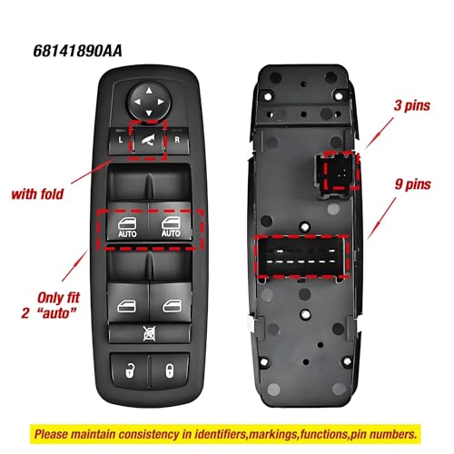 Interrupteur lève-vitre Jeep Cherokee 2014-2017 commande conducteur robuste ABS - 7