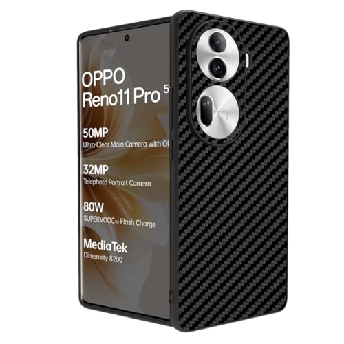 Image of RIGGEAR Sleek Back Cover Case Compatible with Oppo Reno 11 Pro 5G (TPU+PC | Black CF)