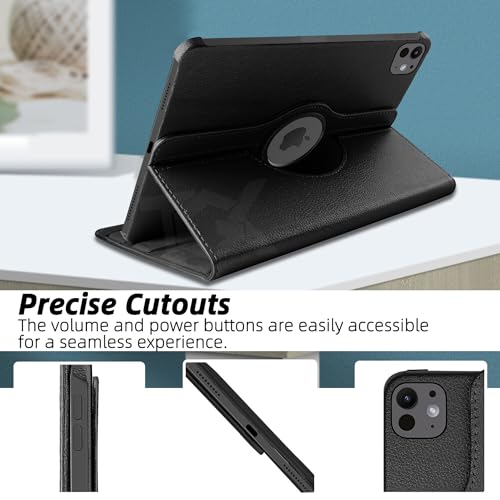 Image of TGK Rotating Case for iPad Pro 11 Inch M5 2025 /M4 2024 Model A3357 /A3358 /A3359 /A2836 /A2837 /A3006, Cover for 6th /5th Gen iPad Pro 11 inch Black