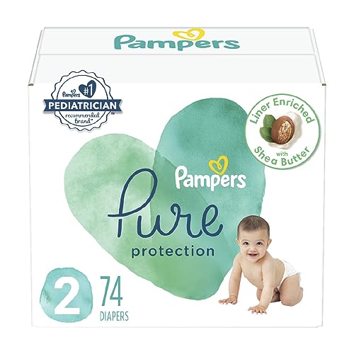 Image of Pampers Baby Diapers - Pure Protection - Size 2, 74 Count, for up to 100% Leakproof, Premium Plant-based Skin Protection
