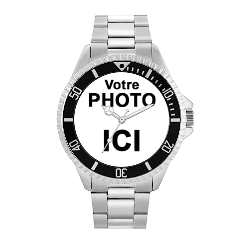 Toff London Cadeaux Photo gravables personnalisés pour Hommes et garçons, Montre à Mouvement analogique à Quartz avec Bracelet en Acier Inoxydable, Montre...