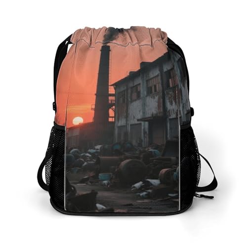 Bolsa pequeña de gimnasio con cordón impermeable y compartimento para calzado de viaje
